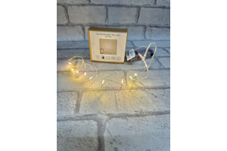 LED Microkette (10 Birnchen) mit Batteriefach und 6hTimer, Kabel silber