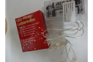 LED Microkette (10 Birnchen) mit Batteriefach und 6hTimer STAFFELREIS !!!