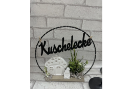 Bastelset: Beleuchteter Drahtring mit Wichtelhaus, Wichtel und Spruch