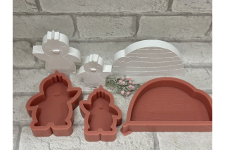 Silikonform: Pinquin, klein und groß mit Iglu