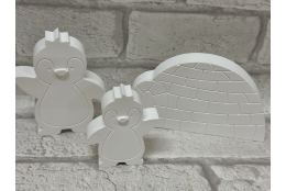 Silikonform: Pinquin, klein und groß mit Iglu