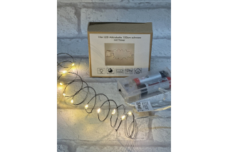 LED Microkette (20 Birnchen) mit Batteriefach und 6hTimer, Kabel schwarz