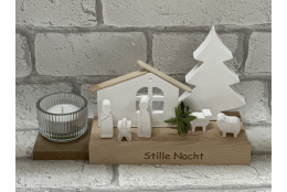 Bastelset: Krippenfiguren mit Stall, Baum und...