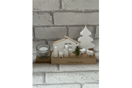 Bastelset: Krippenfiguren mit Stall, Baum und...