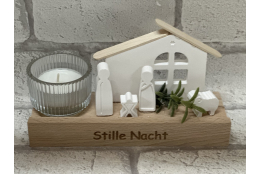 Bastelset: Krippenfiguren mit Stall und Teelichthalter,...