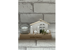 Bastelset: Krippenfiguren mit Stall und Teelichthalter,...