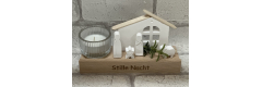 Bastelset: Krippenfiguren mit Stall und Teelichthalter, klein