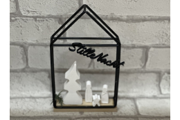 Bastelset: Metallhaus mit heiliger Familie und Baum