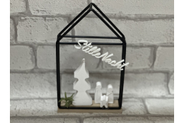 Bastelset: Metallhaus mit heiliger Familie und Baum