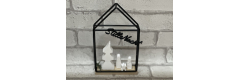 Bastelset: Metallhaus mit heiliger Familie und Baum