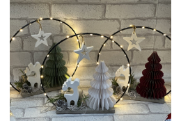 Bastelset: Drahtring mit Tannenbaum aus Papier, Elch und...