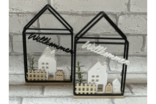 Bastelset: Metallhaus mit Häuser und Schriftzug
