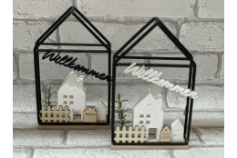 Bastelset: Metallhaus mit Häuser und Schriftzug
