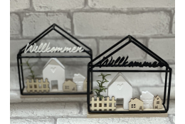 Bastelset: Metallhaus mit Häuser und Schriftzug