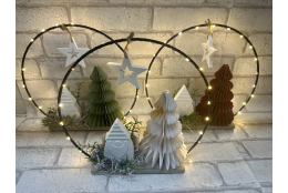 Bastelset: Drahtring mit Tannenbaum aus Papier, Wichtel...
