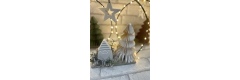 Bastelset: Drahtring mit Tannenbaum aus Papier, Wichtel und Lichterkette