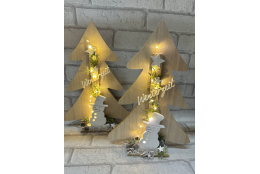 Bastelset:Tannenbaum aus Holz mit Schneemann und Lichterkette