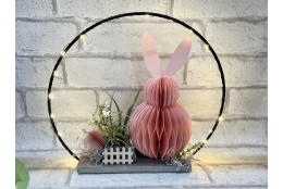 Bastelset: Falthase im großen Ring mit Lichterkette