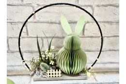 Bastelset: Falthase im großen Ring mit Lichterkette