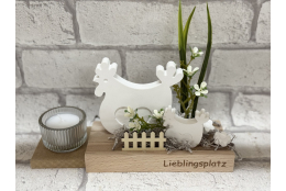 Bastelset: Hühner mit Deko und Teelicht, groß