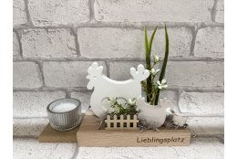 Bastelset: Hühner mit Deko und Teelicht, groß