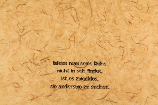 Wenn man seine Ruhe nicht in sich findet, ist es zwecklos, sie anderswo zu suchen.