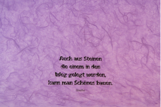 Auch aus Steinen die einem in den Weg gelegt werden, kann man Schönes bauen